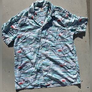 Men's Levi's Shirt Multicolor Tropical Hawaiian Button-Down L TIKI Surf Art Deco